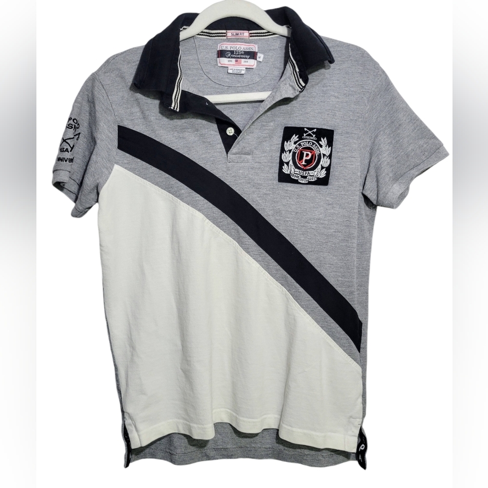 Boys US Polo Rare 125th Anniversary Slim Fit Polo Y2K Preppy Shirt - Medium